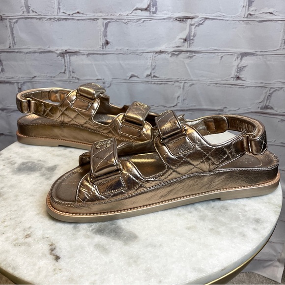 Chanel 21C Iridescent Lambskin Light Bronze Sandals - Picture 4 of 10